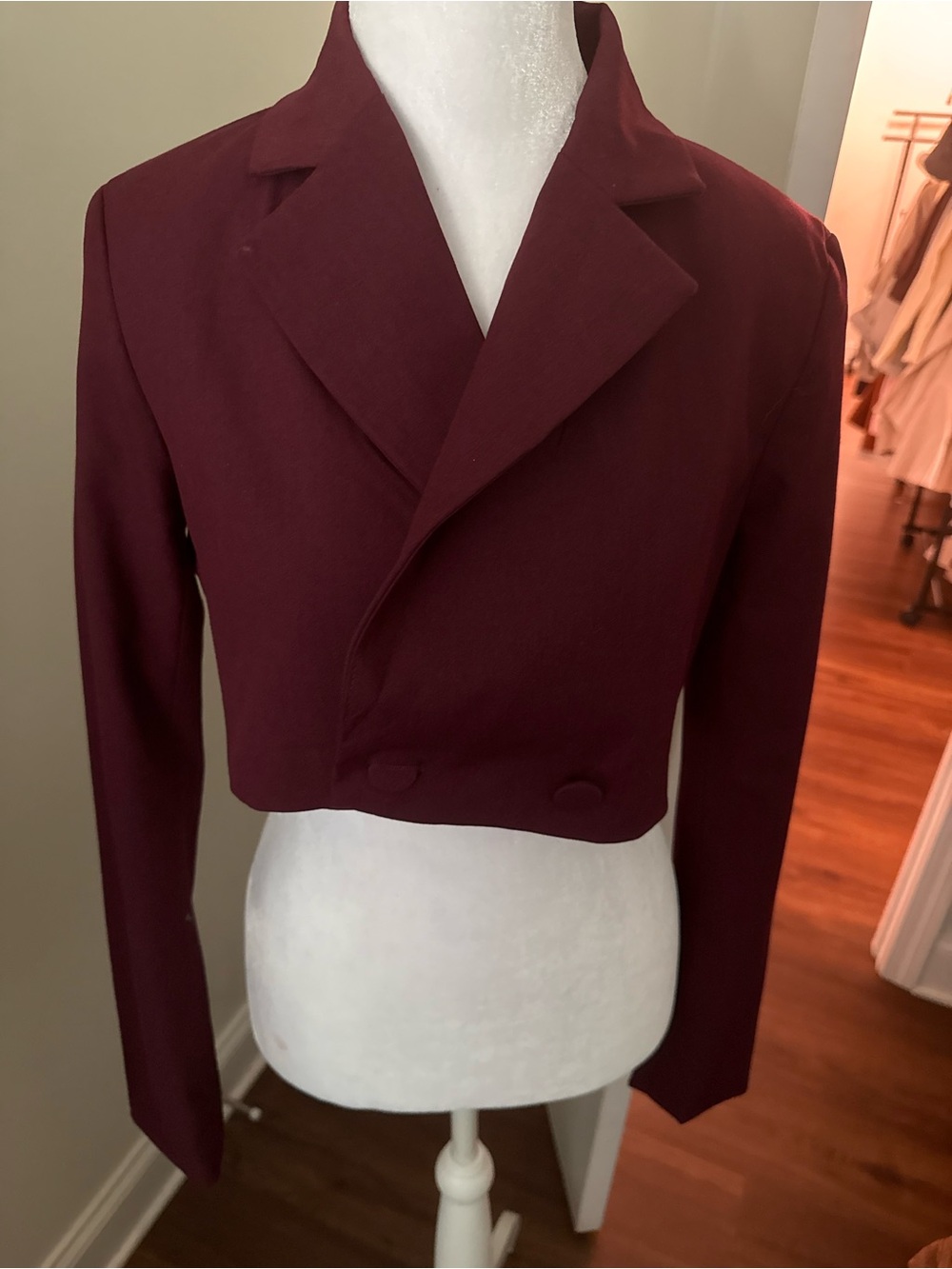 House of Harlow 1960 Cropped Blazer in Deep Burgundy